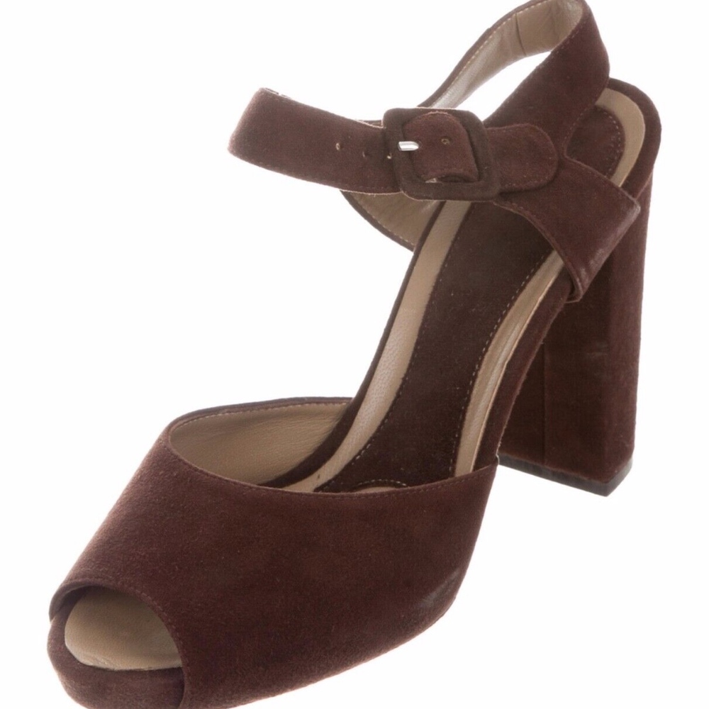 Marni Brown Suede Ankle Strap Heel 37.5IT